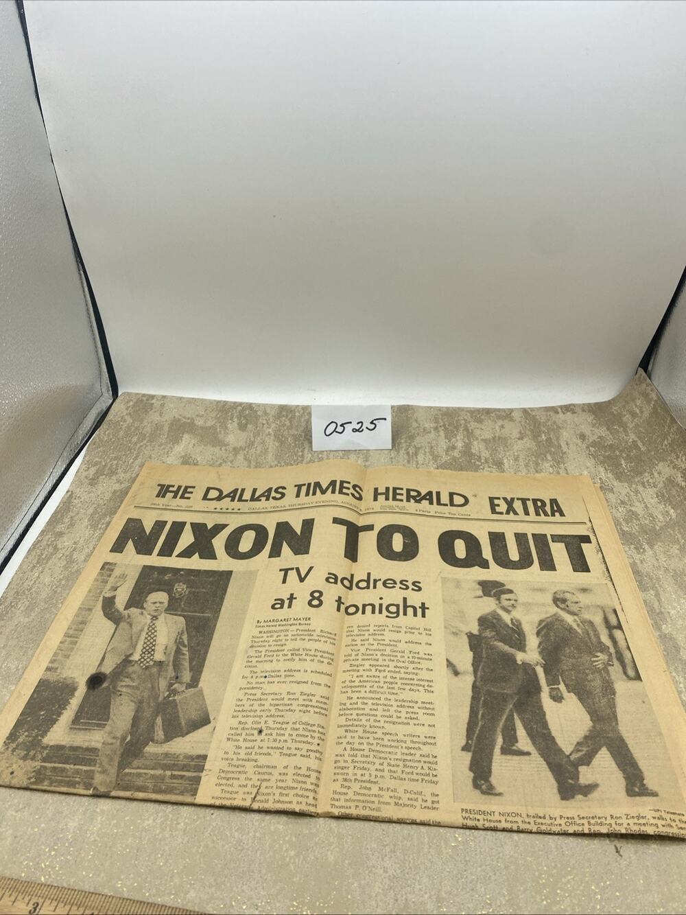 August 1974 Dallas Times Herald President Richard Nixon To Quit Resignation